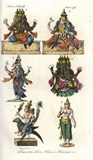 Hindu gods including Trimurti, Shiva, Vishnu and Brahma Hindu gods including Trimurti, Shiva, Vishnu and Brahma