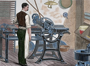 History of medicine. Machinery. cartoning pills. Engraving History of medicine. Machinery. cartoning pills. Engraving