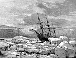 HMS Alert pushed aground by ice, Radmore Harbour, 1875-187 HMS Alert pushed aground by ice, Radmore Harbour, 1875-187