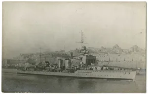 HMS Dragon, British light cruiser, at Malta HMS Dragon, British light cruiser, at Malta
