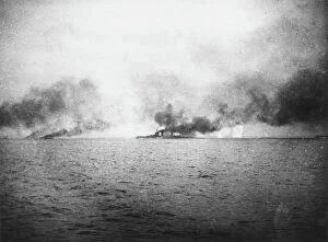 Denmark Gallery: HMS Lion hit, Battle of Jutland, WW1