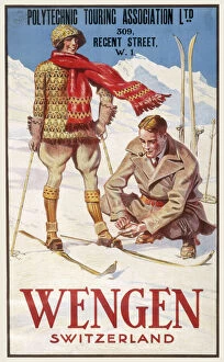 Skiing Gallery: Holiday Poster for Wengen in Switzerland