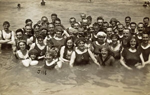 Holidaymakers in the sea at Margate, Kent