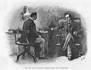 Sherlock Holmes Prints: Holmes & Watson Print: 1893 The Final Problem, Showing Bleeding Knuckles
