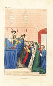 Holy communion ceremony, 12th century Holy communion ceremony, 12th century