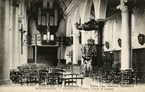 Images Dated 20th January 2016: Hondschoote, France - Interior of a church