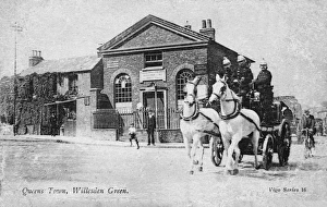 Horse-drawn fire engine with crew, Willesden, London Horse-drawn fire engine with crew, Willesden, London