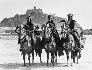 Seaside Gallery: Horsemen filming Robin of Sherwood, Cornwall
