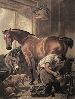 Persons Gallery: Horseshoer. Coloured engraving (19th c.)