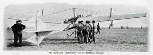 Prints of Hubert Lathams Antoinette monoplane in Blackpool, England Aviation Prints: Hubert Latham's Antoinette in Blackpool 1909 Print