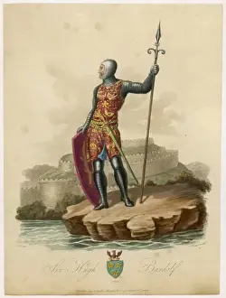 Prints of A knight (Sir Hugh Bardolf) wearing an armour of mail and small plates Related Prints: Sir Hugh Bardolf in Mail and Plate Armour Print