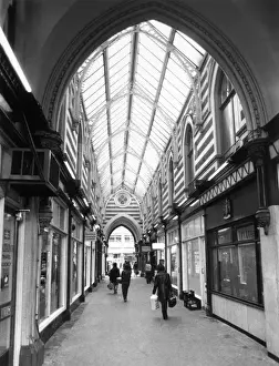 Prints of A rather tawdry shopping arcade in Kingston-upon-Hull, Humberside, Yorkshire, England. Date: circa 1980 Humberside Prints: Hull Shopping Arcade circa 1980 Print