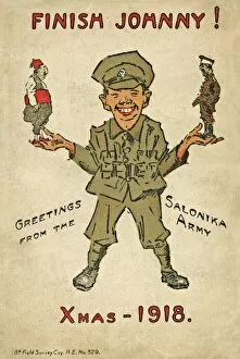 Images Dated 20th February 2017: Humorous postcard, British soldier in Salonika, WW1