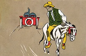 Hungary - A Road hog makes insulting gesture to donkey rider Hungary - A Road hog makes insulting gesture to donkey rider