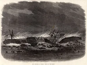 Hurricane at Madras, India: wrecks on the beach Hurricane at Madras, India: wrecks on the beach