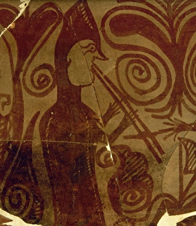 Iberians. Pre-Roman era. Musician playing an aulos. From old Iberians. Pre-Roman era. Musician playing an aulos. From old