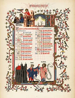 Images Dated 18th July 2019: Illuminated calendar for February 1846