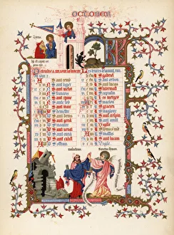 Illuminated calendar for October 1846 Illuminated calendar for October 1846