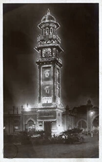 Uttar Gallery: Illuminated clock tower, Allahabad, Uttar Pradesh, India