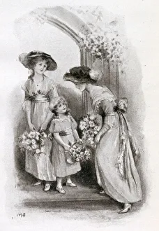 Illustration - The Bridesmaids wait in the church porch Illustration - The Bridesmaids wait in the church porch