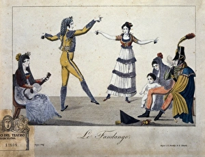 Illustration depicting a fandango (traditional Illustration depicting a fandango (traditional