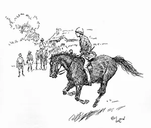 Illustration, girl riding with hands in pockets Illustration, girl riding with hands in pockets