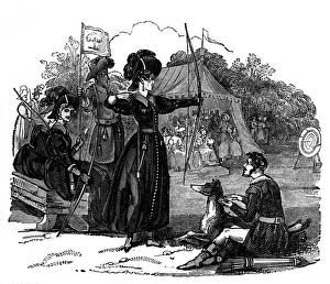 Illustration, scene at an archery event Illustration, scene at an archery event