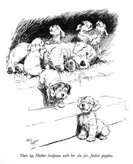 Illustration of a Sealyham terrier litter by Cecil Aldin Illustration of a Sealyham terrier litter by Cecil Aldin