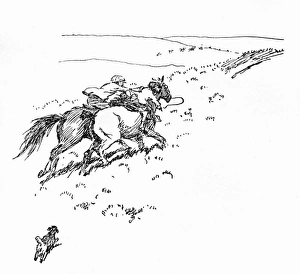 Illustration, stopping a runaway pony Illustration, stopping a runaway pony
