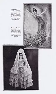 Flamenco Gallery: Two images of Maria Montero, 1927. Top: a painting