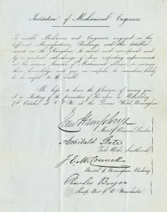 IMechE Foundation Letter Print 1846