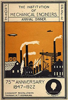 IMechE 75th anniversary dinner card (1846-1921). Date: 1921 IMechE 75th anniversary dinner card (1846-1921). Date: 1921