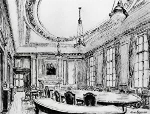 Fletcher Gallery: IMechE council room, etching by Fletcher