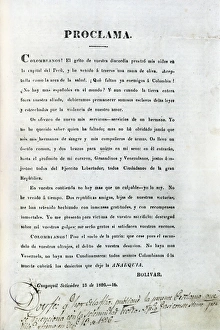 Independence of Colombia. Leaflet with a proclaim Independence of Colombia. Leaflet with a proclaim