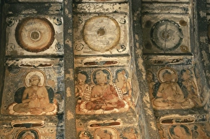 Maharashtra Gallery: INDIA. Ajanta. Ajanta Caves. Cave 10. Detail of