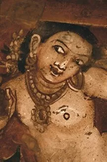 Maharashtra Gallery: INDIA. Ajanta. Ajanta Caves. Figure of a woman