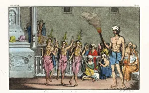 Indian dancing boys or balak dancers with musicians Indian dancing boys or balak dancers with musicians