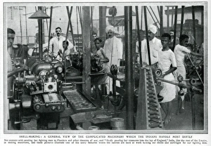 Indian factory workers making munitions, WW1: shell making Indian factory workers making munitions, WW1: shell making