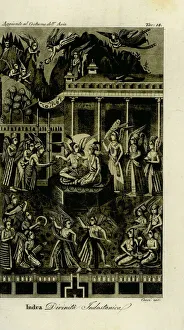 Indian miniature depicting the Hindu gods Indian miniature depicting the Hindu gods