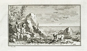 <b class=qtipBold><figcaption>Infants at play on beach</figcaption></b><br>Infants at play on beach. Engraving by J. vander Schley, from Pierre de Hondt, Histoire Naturelle generale et particuliere avec la description du Cabinet du Roy.Header to second discourse ('second discours'). Date: 1750<br><em>© The John Innes Centre/The John Innes Foundation/Mary Evans</em> Infants at play on beach