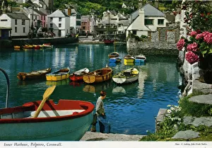 Inner Harbour, Polperro, Cornwall. Date: circa 1960s Inner Harbour, Polperro, Cornwall. Date: circa 1960s