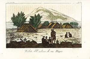 Inside a Maori fortified village or pa, New Zealand Inside a Maori fortified village or pa, New Zealand