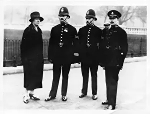 Prints of Woman police officer, Inspector Alice Bertha Clayden, outside Buckingham Palace on 2 January 1928 Police Prints: Inspector Alice Clayden outside Buckingham Palace Print 1928