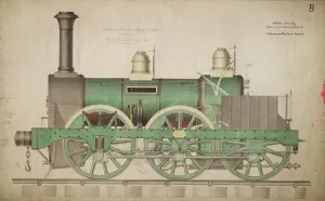 Hercules Locomotive Print, Side Elevation, 1844