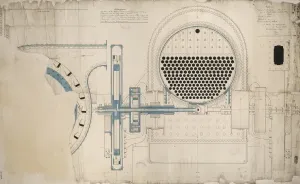 Mechanical Engineering Drawings Prints: Locomotive engine, 6 foot 9 inch driving wheel