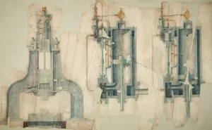 Steam Hammer Print - Piston and Cylinder Details