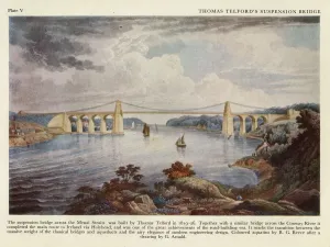 Inst. Of Mechanical Engineers Prints: Telford's Menai Suspension Bridge Print, 1826