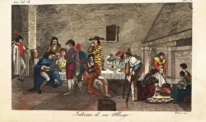 Interior of an inn in the Kingdom of Valencia, Spain, 1800s Interior of an inn in the Kingdom of Valencia, Spain, 1800s