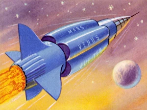 <b class=qtipBold><figcaption>Interplanetary Omnibus</figcaption></b><br>Interplanetary Omnibus Ferrying Passengers from One Space Destination to Another<br><em>© Mary Evans Picture Library</em> Interplanetary Omnibus