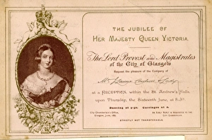 Invitation, Queen Victoria Jubilee Reception, Glasgow 1887 Invitation, Queen Victoria Jubilee Reception, Glasgow 1887